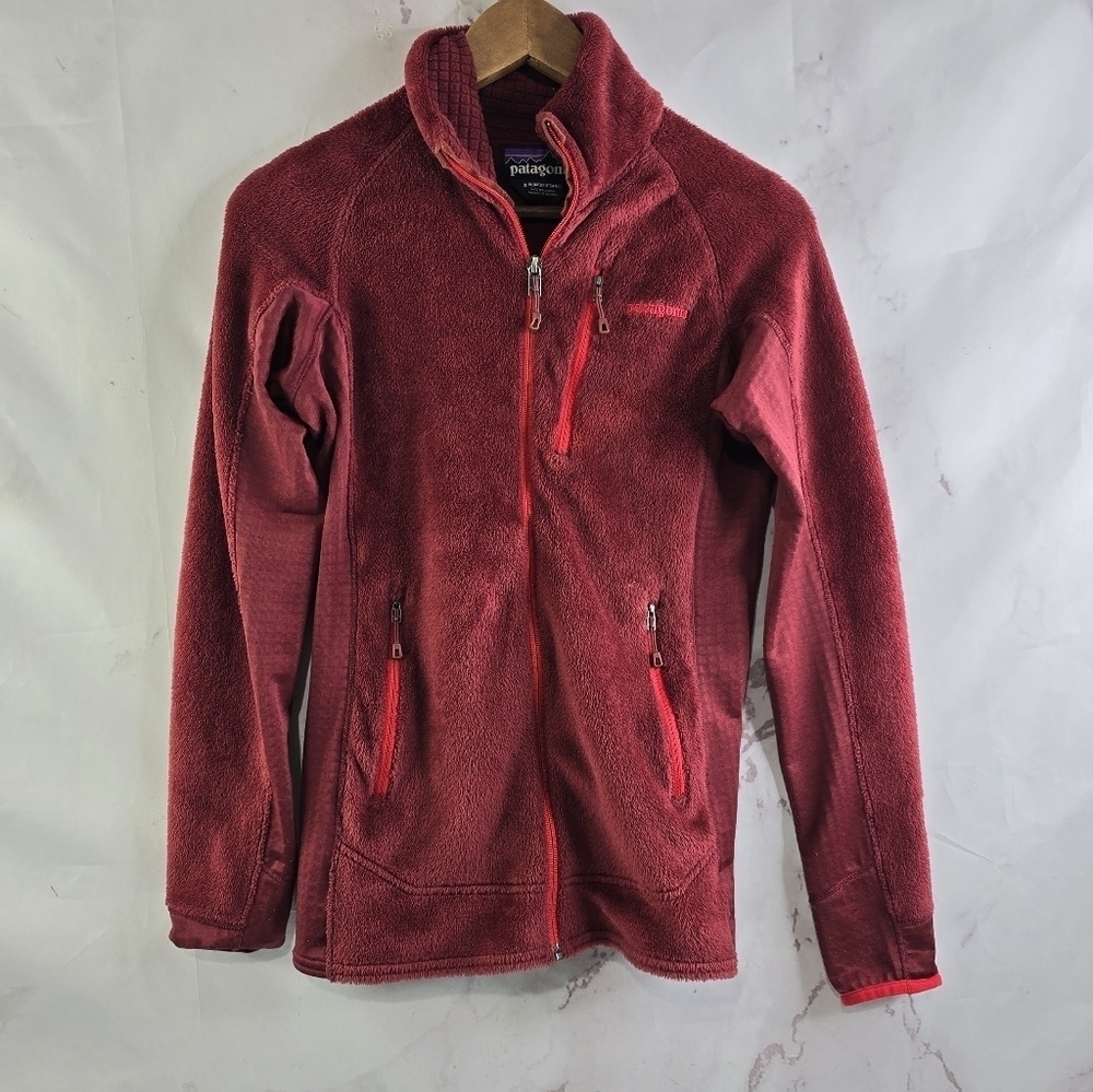 Patagonia Jacket Womens Small Red Fleece Full Zip Micro Grid R2 Regulator